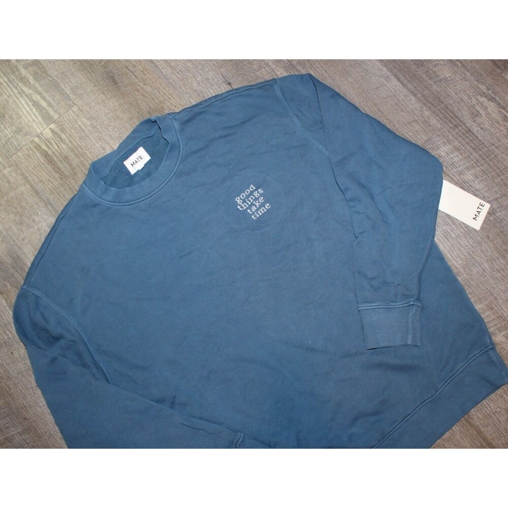 Mate the Label‎ Organic Cotton Graphic Blue Crewneck Sweatshirt NWT XS/S $138